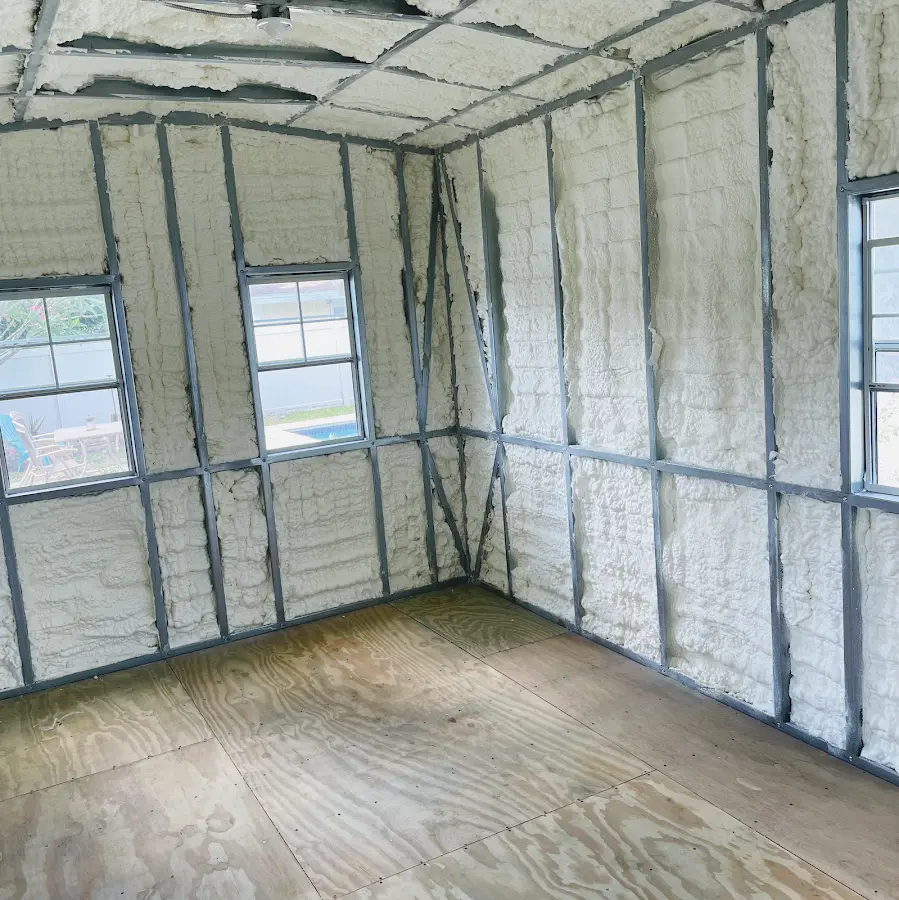 Closed-cell spray foam insulation applied to wall cavities in a residential project in Newington Forest